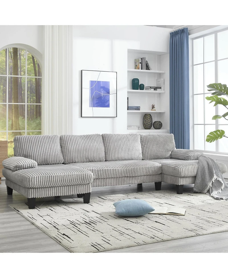 Streamdale Furniture U-Shaped Sofa with Double Chaise, Oversized 4-Seat Couch