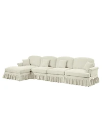 Streamdale Furniture Chenille Sectional Sofa with Ottoman & Ruffles