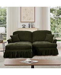 Streamdale Furniture Mid Century Modular L-Shaped Sofa, Chenille, Ottoman, Green