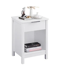 Streamdale Nightstand with Drawer & Shelf, Modern Bedside Table - Retro White