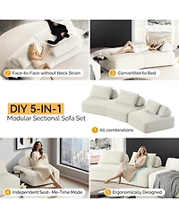 Streamdale Furniture 139" Modern Chenille Sectional Sofa with Pillows & Removable Backrests.