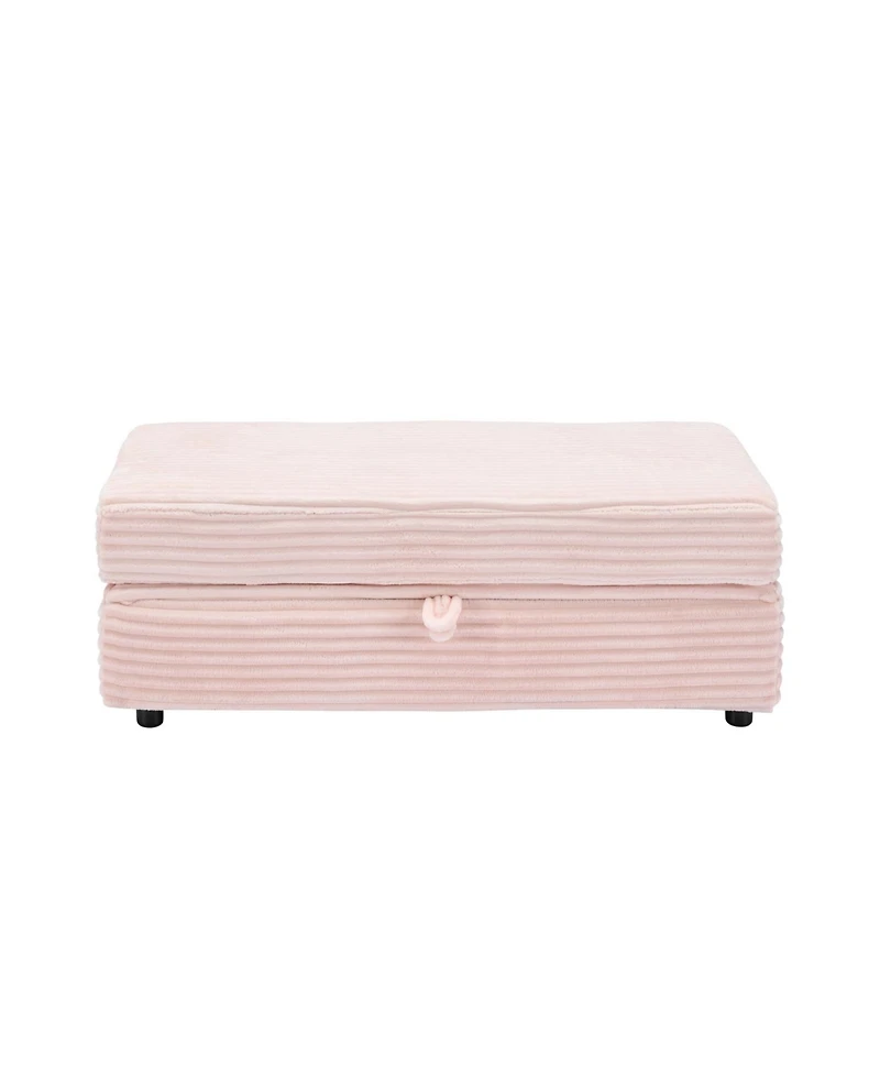 Streamdale Furniture Corduroy Armchair + Storage Stool Set w/ Usb - Pink