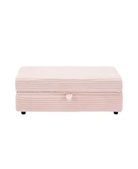 Streamdale Furniture Corduroy Armchair + Storage Stool Set w/ Usb - Pink