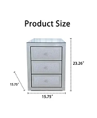Streamdale Furniture 3-Drawer Mirrored Nightstand Bedside Table Glass Accent End Table