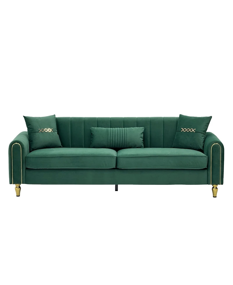 Streamdale Furniture Modern Plush 3-Seater Sofa with Pillows & Metal Legs