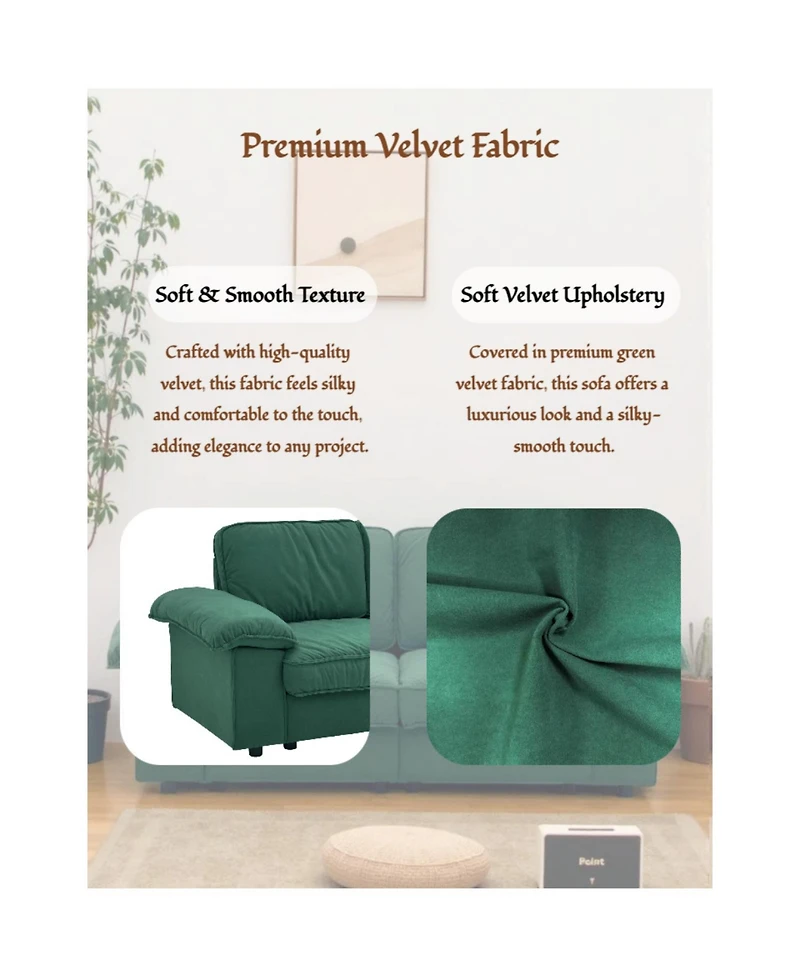 Streamdale Furniture Green Velvet 79" Storage Loveseat - Modern Small Space Sofa