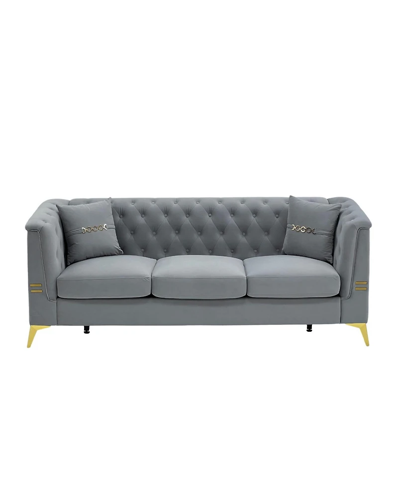 Streamdale Cream Velvet Tufted Sofa Set - Modern Comfort & Style