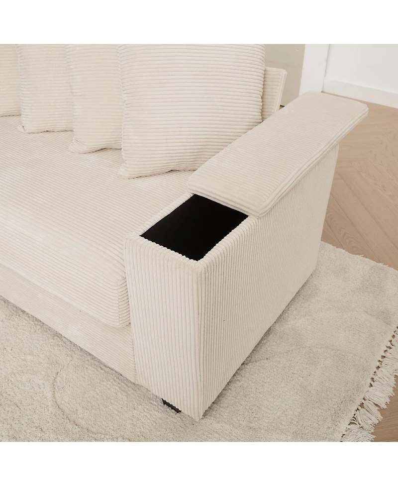 Streamdale Furniture Streamdale Corduroy L-Shaped Sectional Sofa with Chaise & Storage