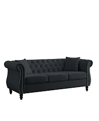 Streamdale Furniture 80" Black Velvet Chesterfield Sofa