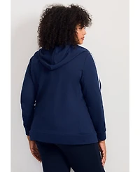 Avenue Women's Plus Side Stripe Zip Hoodie