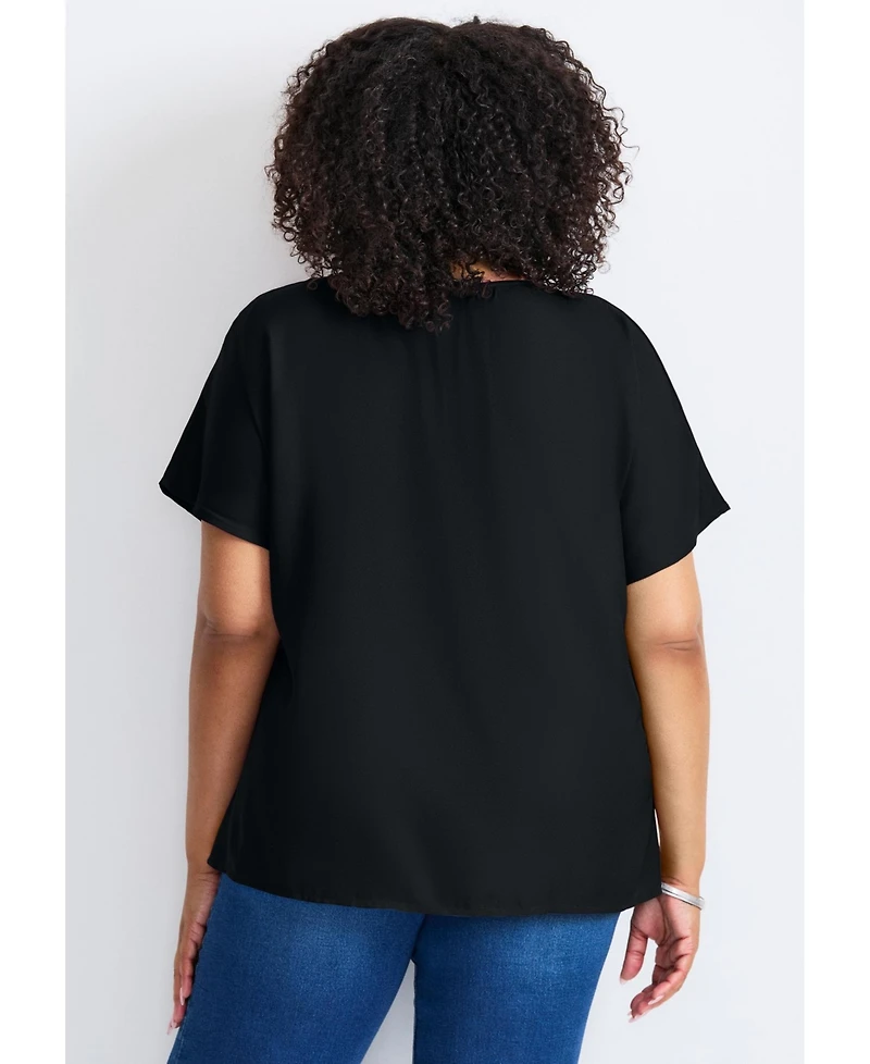 Avenue Women's Keyhole Dolman Sleeve Blouse