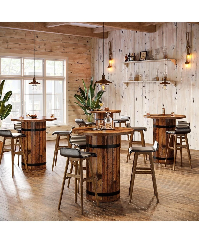 Tribesigns Round Bar Table, 39.4-Inch Bar Height, Bistro Pub Table for Kitchen, Living Room, Small Space