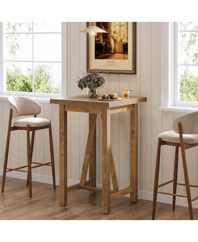 Tribesigns Bar Table, 39.4" Tall Counter Height Pub Table for Cocktail Coffee Bistro, Farmhouse Square High Top Desk