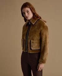 Furniq Uk Women's Cropped Shearling Jacket