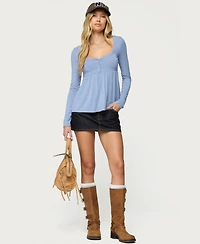 Edikted Womens Lilla Henley Babydoll Top