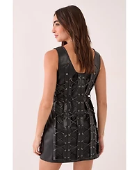 Nasty Gal Women's Eyelet Lace Up Faux Leather Mini Dress