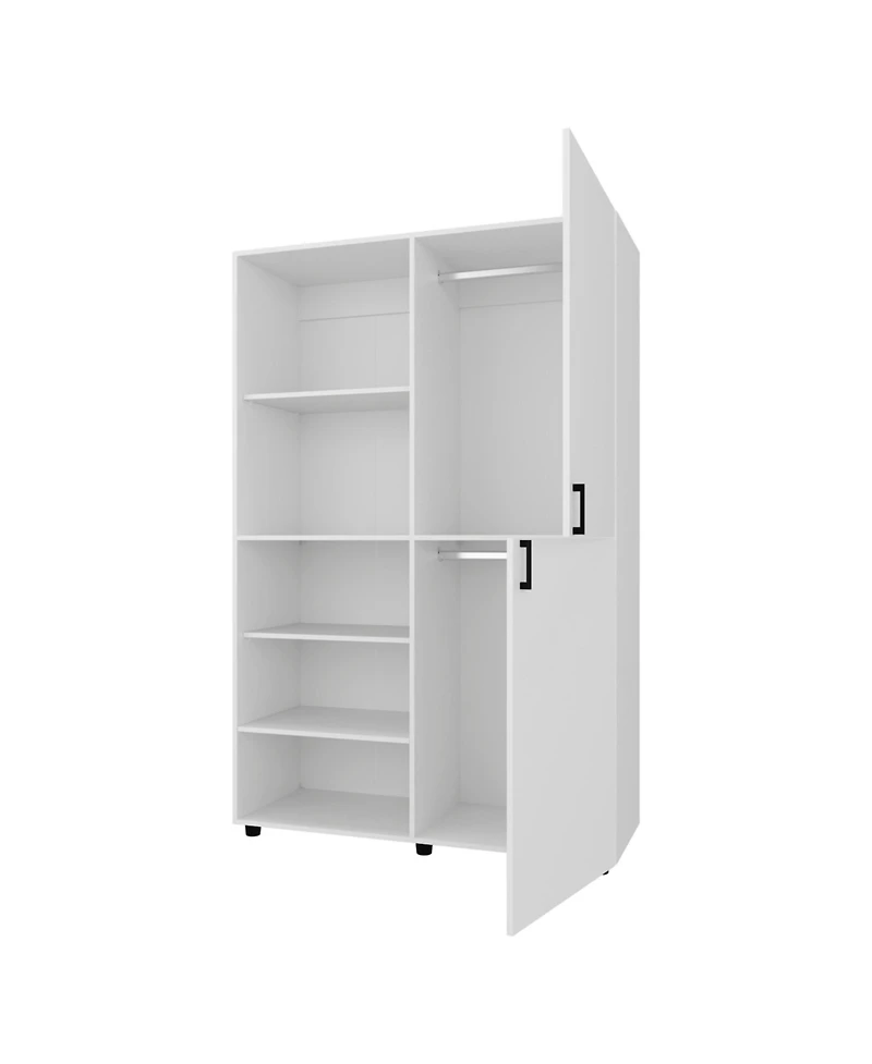 Fm Furniture Ollie 2-Door Wardrobe with Open Storage,White