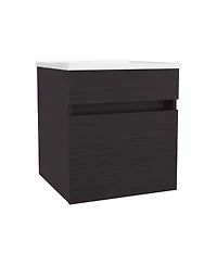 Belle Bathroom Floating Vanity with Sink, 1 Door, Wengue