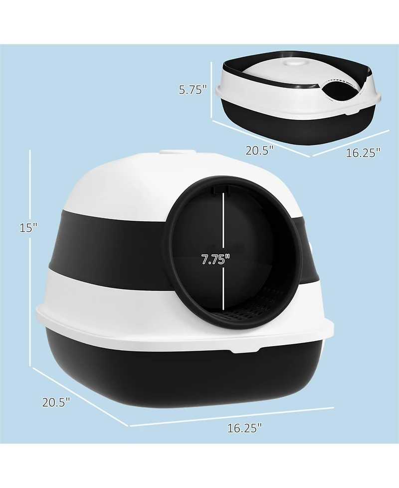 Aostirmotor Foldable Cat Litter Box with Lid & High Sides