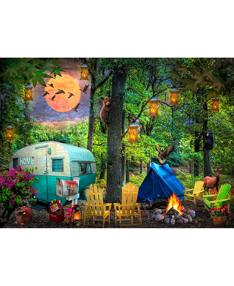 SunsOut Summertime Camping 500 piece Jigsaw Puzzle for Adults Large Pieces