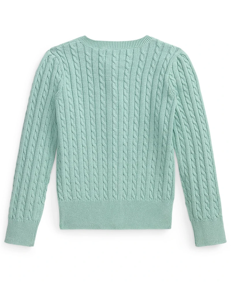 Polo Ralph Lauren Girls' 2T-6X Mini-Cable Front-Button Cardigan