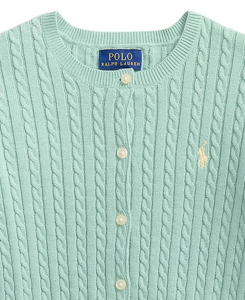 Polo Ralph Lauren Girls' 7-16 Mini-Cable Button Front Cardigan