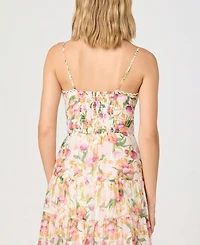 Astr the Label Women's Sweetheart Neck Floral A-Line Tiered Midi Dress