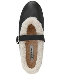Steve Madden Women's Lodge Cozy Adjustable Strap Mary-Jane Flats
