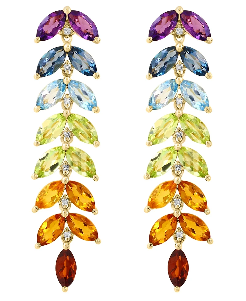 Effy Collection Multi-Gemstone And Diamond (1/20 ct. t.w.) Earrings in Gold Over Silver