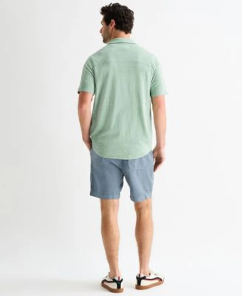Lucky Brand Mens Short Sleeve Linen Knit Shirt Paired With The Mustang T Shirt Bluestone 7 Inch Linen Pull On Shorts