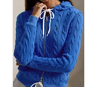 Polo Ralph Lauren Women's Cable-Knit Cotton Full-Zip Hoodie Sweater