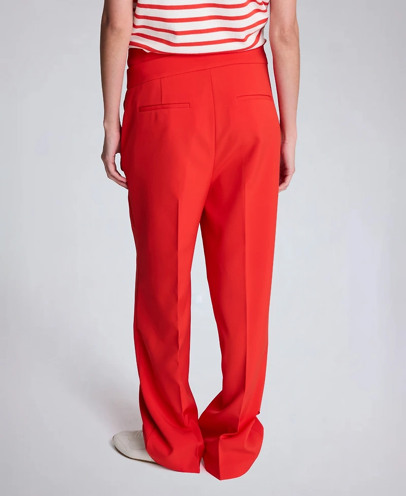 Kenneth Cole Women's Criss Cross Waist Mid Rise Trousers