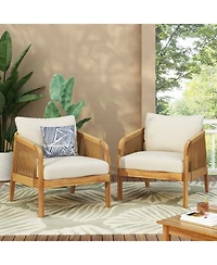 Streamdale Furniture Acacia & Wicker Outdoor Club Chairs - Brown/Beige