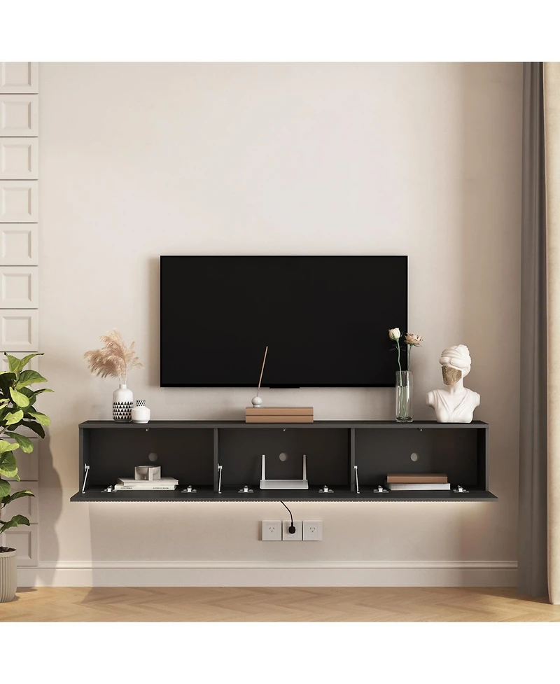 Streamdale Furniture 69" Mdf Floating Wall Mounted Led Tv Stand