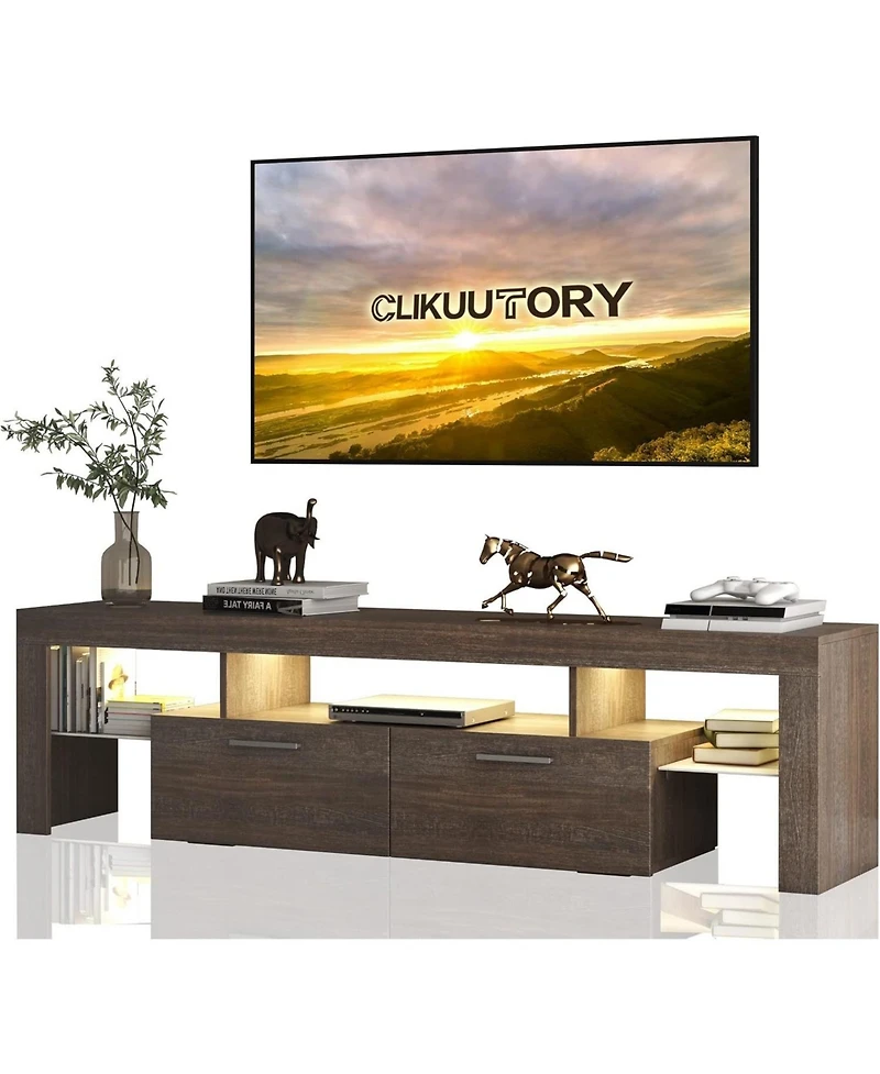 Streamdale Furniture 75" Wood Modern Brown Tv Stand