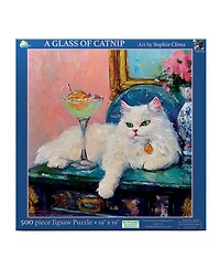 SunsOut A Glass of Catnip 500 piece Jigsaw Puzzle for Adults