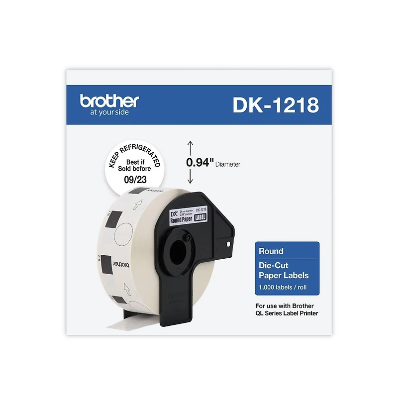 Brother DK1218 0.94 in Dia Die-Cut Round Paper Labels Roll