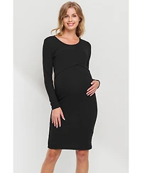 Hello Miz Maternity Long Sleeve Bodycon Nursing Dress