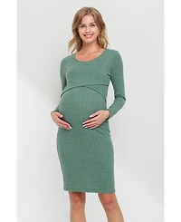 Hello Miz Maternity Long Sleeve Bodycon Nursing Dress