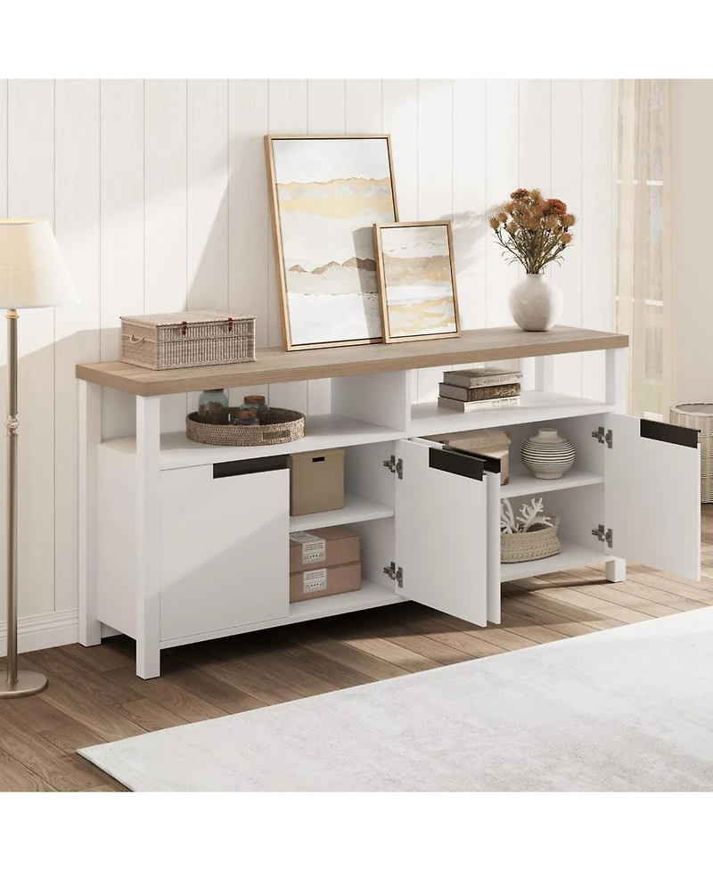 gaomon 63" Tall Entertainment Center with Storage and Open Shelf Farmhouse Tv Stand