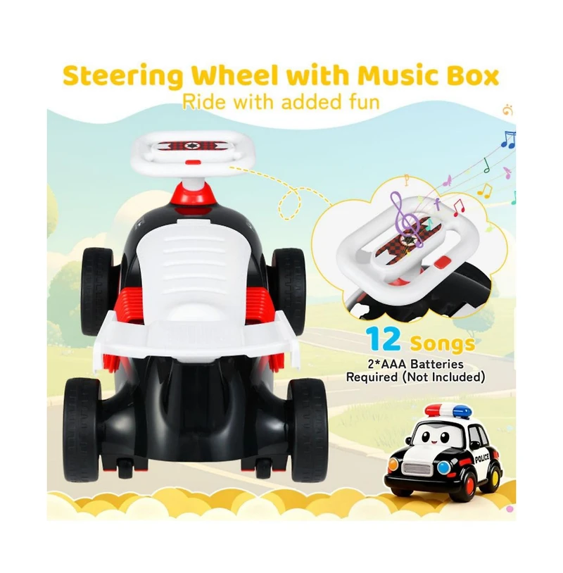 Kids Ride On Push Car with Music Storage Seat and Easy Maneuvering Wheels