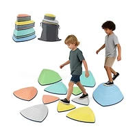 Kids Balance Stepping Stones Set of Eleven with Anti Slip Design and Creative Obstacle Play