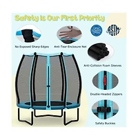 Hongge Kids Indoor Trampoline with Safety Enclosure Bungee Cords and Steel Frame
