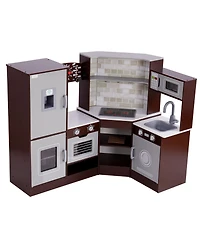 Wooden Corner Play Kitchen with Lights Sounds and Accessories