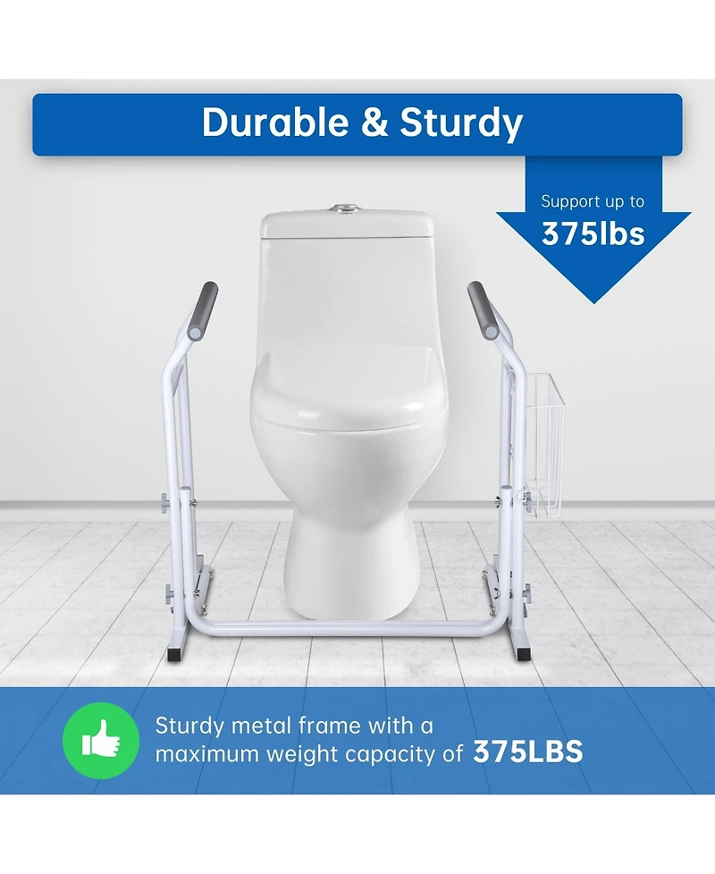 Yescom Bathtub Grab Bar with Toilet Safety Rail Combo Adjustable for Seniors