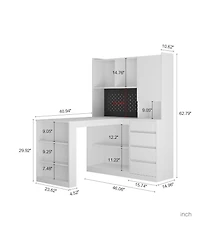 Streamdale Furniture L Shaped Desk with Charger Drawers Led & Storage