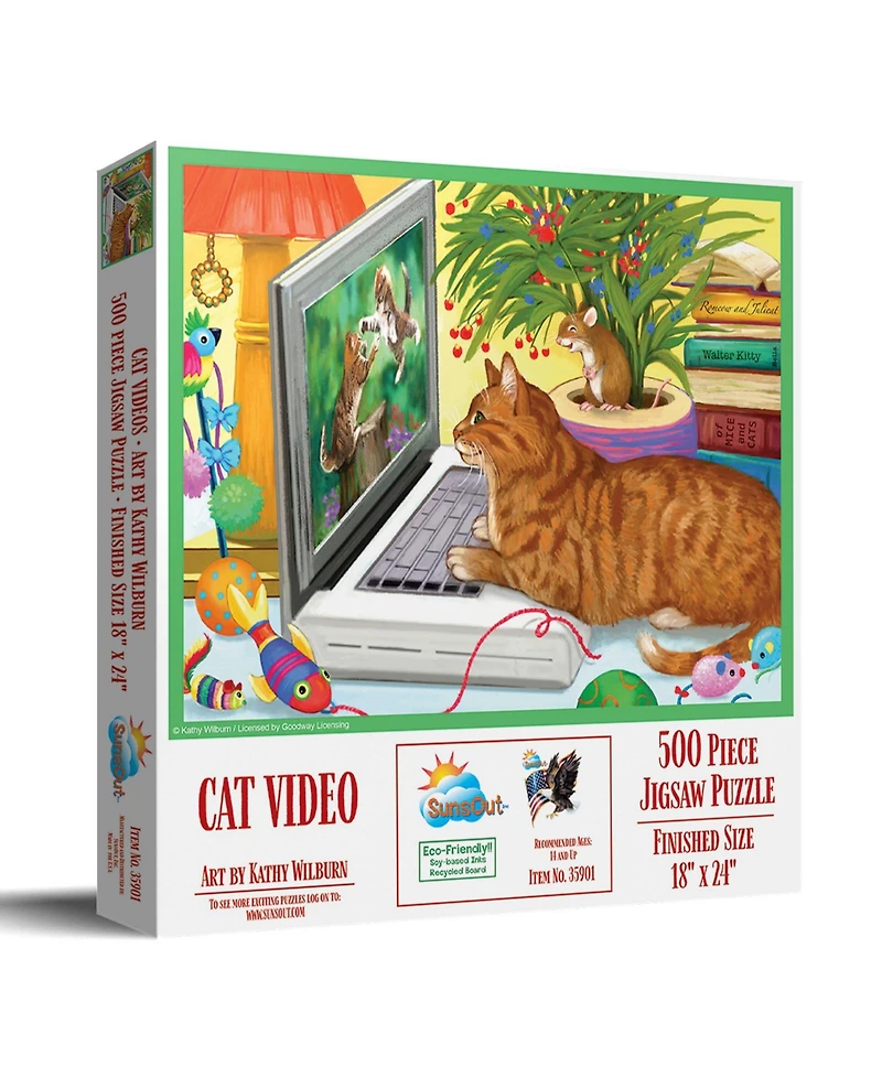 SunsOut Cat Videos 500 piece Jigsaw Puzzle