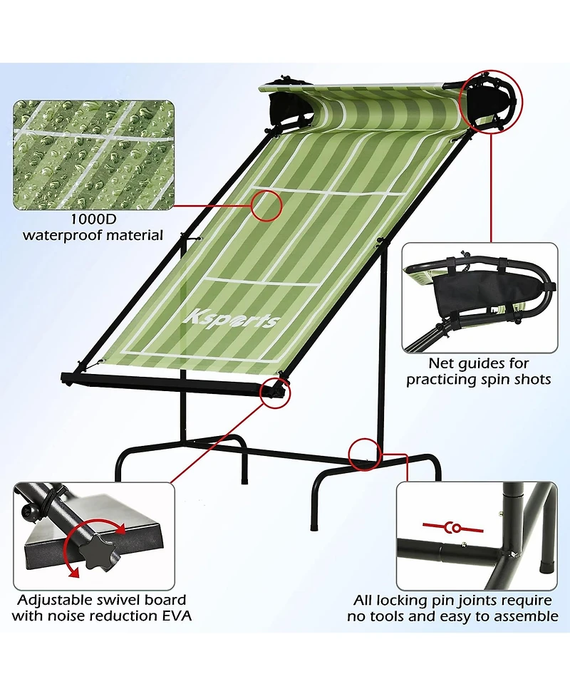 Ksports Racket Sports Indoor Outdoor Tennis Rebounder Net with Carry Bag, Green