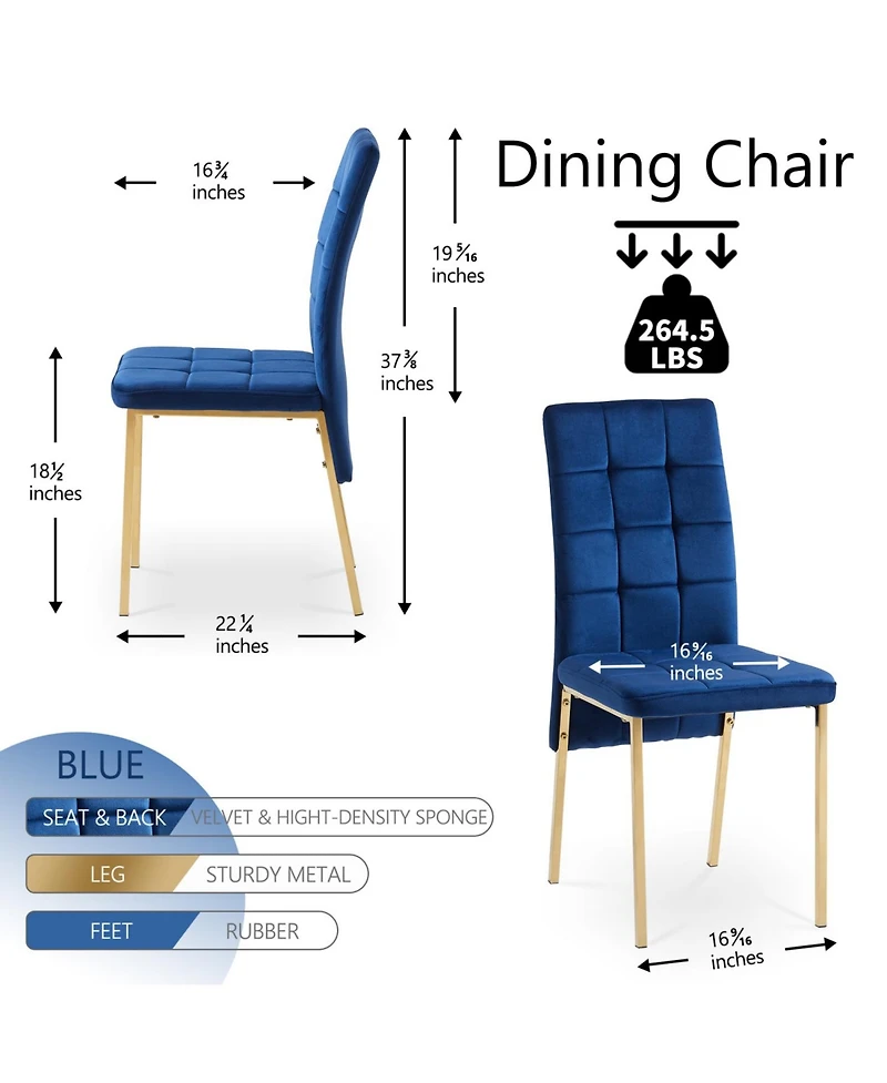 Streamdale Modern Velvet Nordic Dining Chair Set (4)