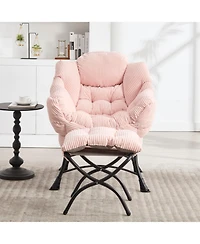 Streamdale Furniture Pink Lazy Chair with Ottoman